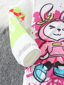 SHEIN Cô Gái Trẻ Đồ họa Hoạt hình Hoodie & Leggings - Nhiều màu - Xem 5