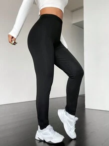 SHEIN Essnce Chất rắn Lót nhiệt Xà cạp - màu đen - Xem 4