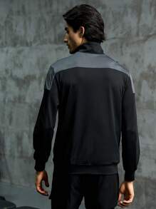 Manfinity Sport Corelite Áo khoác thể thao nam có họa tiết chữ cái hai tông màu Zip Up khi tập luyện - Nhiều màu - Xem 2