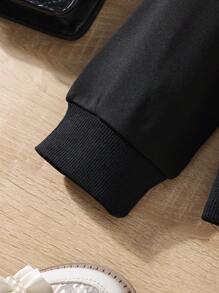 SHEIN Cô gái Tween Vải len vuông In Trái tim Áo Sweatshirt & Váy - Nhiều màu - Xem 3