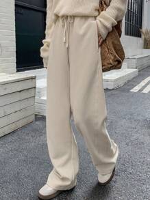 Dazy Star 抽绳腰斜口袋运动裤，女式慢跑裤 - 杏色 - 查看 4