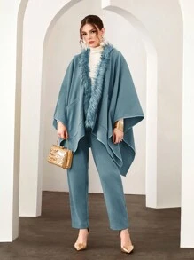 Modelyn Trang trí Fuzzy tay cánh áo & Quần - Màu xanh lam - Xem 5