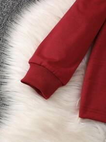 可愛蝴蝶結 前蝴蝶結心女童（小）兩件套 - 酒紅色 - 查看 5