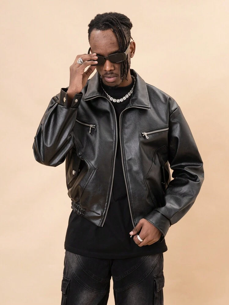 Men Zip Up PU Leather Jacket | SHEIN USA