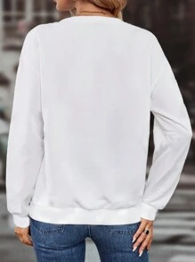 EMERY ROSE 羽毛印花落肩袖運動衫 - 白色 - 查看 2