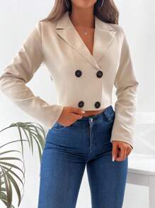 SHEIN PETITE Blazer Col À Revers À Bouton
