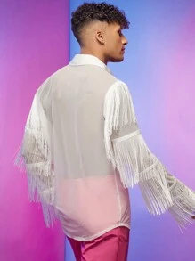 FeverCity 男士流蘇邊前紐扣襯衫