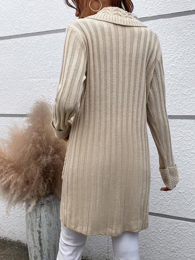 Dual Pocket Split Hem Knit Pullover Fall Winter Sweater