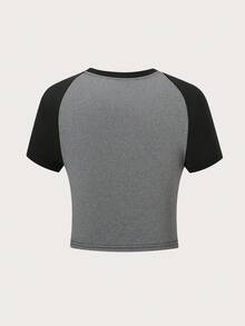 SHEIN Unity 圖案印花插肩袖T恤 - 灰色 - 查看 2