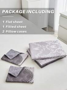 Flower Embroidery Fitted Sheet Set Without Filler - Multicolor - View 6