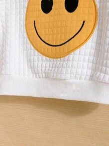 男嬰卡通臉圖案衛衣和衛褲