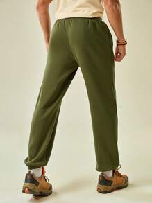 In My Nature Men Letter Graphic Drawstring Waist Outdoor Sweatpants