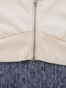 SHEIN Young Girl Zip Up Hooded Jacket & Pants - Multicolor - View 3