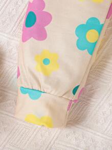 SHEIN Cô Gái Trẻ In hoa Áo len & Quần nỉ - Màu be - Xem 3