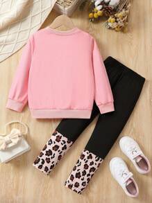 SHEIN Cô Gái Trẻ Đồ họa Hoạt hình Áo nỉ & In hoa Báo Xà cạp - Nhiều màu - Xem 2