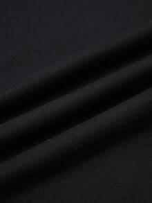 SHEIN EZwear Đồ họa chữ & tay Dây rút Lót nhiệt Hoodie - màu đen - Xem 6