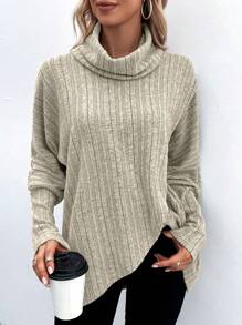 SHEIN LUNE 堆堆領蝙蝠袖鬱金香下擺T恤