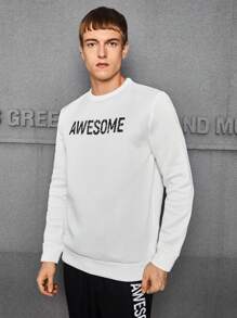 Manfinity RebelGame Hombres Sudadera con estampado de letra - Blanco - Ver 1