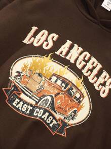 SHEIN Tween Girl Car & Letter Graphic Thermal Lined Hoodie