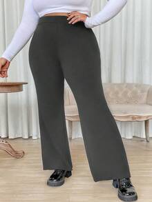 Calvaya Plus High Waist Flare Leg Pants - Grey - View 4