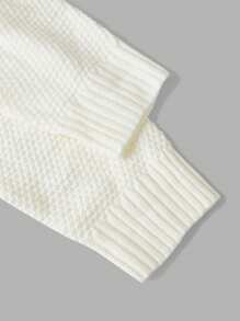 Manfinity VCAY Men Turtleneck Cable Knit Drop Shoulder Sweater, For Fall Winter - Beige - View 3