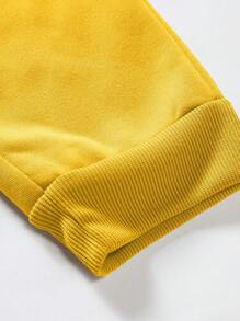 Manfinity Homme Nam Chất rắn Eo dây rút Quần thể thao - Màu vàng - Xem 7