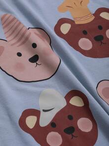 DAZY Bear & Slogan Graphic Drop Shoulder Lounge Dress Pajama