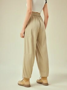 In My Nature 字母圖案腰部抽繩戶外衛褲 - 灰色 - 查看 2