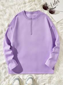 Manfinity Quá lớn Nam Dây kéo mặt trước Thả vai Áo nỉ - Xám - Xem 1