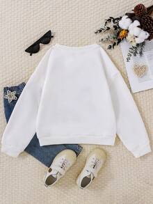 SHEIN Tween Girl Solid Sweatshirt - White - View 2