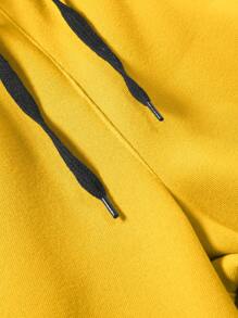 Manfinity Homme Nam Chất rắn Eo dây rút Quần thể thao - Màu vàng - Xem 5