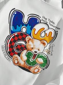 Manfinity RebelGame Loose Men Cartoon & Letter Graphic Drawstring Thermal Lined Hoodie - White - View 4