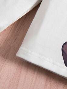 Baby Girl Heart & Cartoon Graphic Keyhole Back Top - Multicolor - View 5