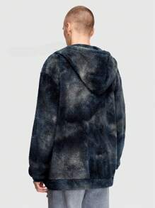 ROMWE MEN Grunge Punk Các bạn Thêu Chữ Nhuộm buộc Thả vai Dây rút áo có mũ Lông cừu Áo khoác - Nhiều màu - Xem 2