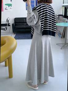 DAZY 字母圖案蝙蝠袖套頭衫&半身裙