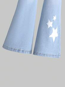 Cô gái Tween In Sao Quần ống loe - Rửa nhẹ - Xem 4