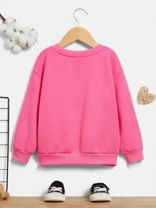 Young Girls' Casual Cartoon Print Long Sleeve Crewneck Sweatshirt, Suitable For Autumn And Winter - Pink - View 2