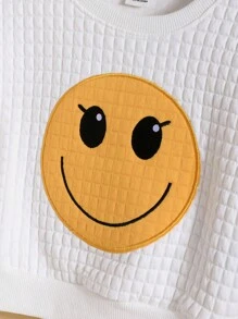 男嬰卡通臉圖案衛衣和衛褲