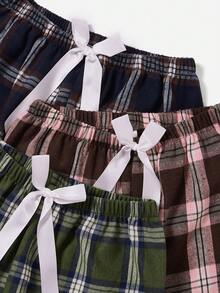 3入組格紋前蝴蝶結睡褲 - 彩色 - 查看 5