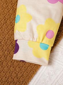SHEIN Cô Gái Trẻ In hoa Áo len & Quần nỉ - Màu be - Xem 5