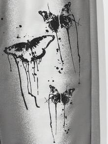 ROMWE MEN Street Life Nam Lá thư & In Thiên sứ Eo dây rút Quần thể thao - Xám - Xem 3