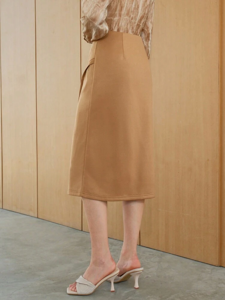 Women'S Solid Color Slit Hem Skirt