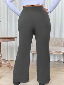 Calvaya Plus High Waist Flare Leg Pants - Grey - View 2