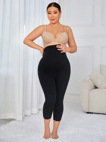 孕妇腹部支撑七分高腰全长紧身裤，配有可扩展腹部面板