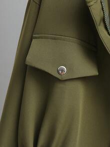 SHEIN LUNE Hơn Chi tiết về Flap Thả vai Eo dây rút Áo khoác Trench Without Tee - xanh quân đội - Xem 5