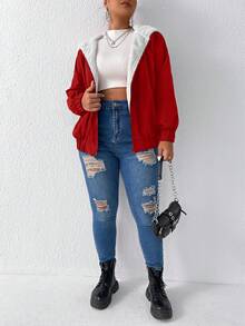 Calvaya Áo khoác có mũ lót nhiệt cỡ lớn - Đỏ - Xem 5