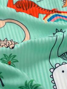 Baby Boy Dinosaur Print Tee & Pants - Green - View 8