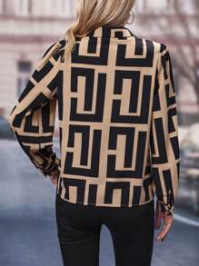 SHEIN Clasi Blusa con estampado total y mangas de farol, blusas de manga larga - Multicolor - Ver 2