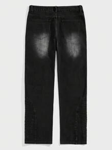 ROMWE MEN Street Life Nam Frayed Hem Quần jean - màu đen - Xem 2