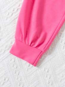 SHEIN 女小童字母和愛心圖案連帽衫和運動褲